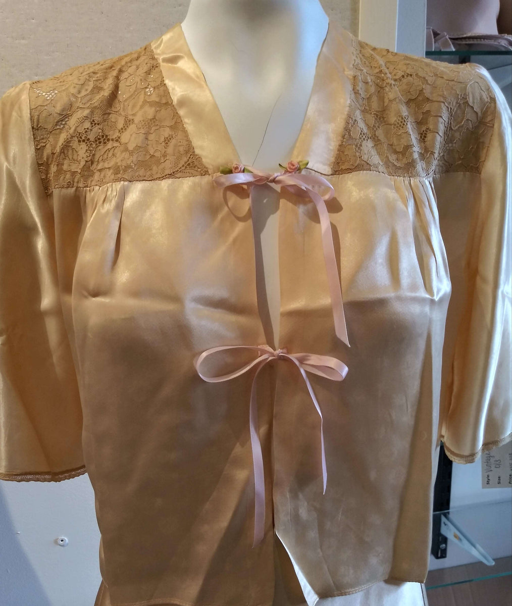 1930s VINTAGE BED JACKET PEACH O/S