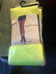 (1) 2 PAIR PACK ACID GREEN FISHNET TIGHTS ONE SIZE
