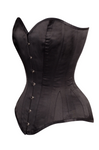 LONG LINE BLACK SATIN EXPERT WAIST TRAINING OVERBUST CORSET WT-122 - Bra Tenders NYC