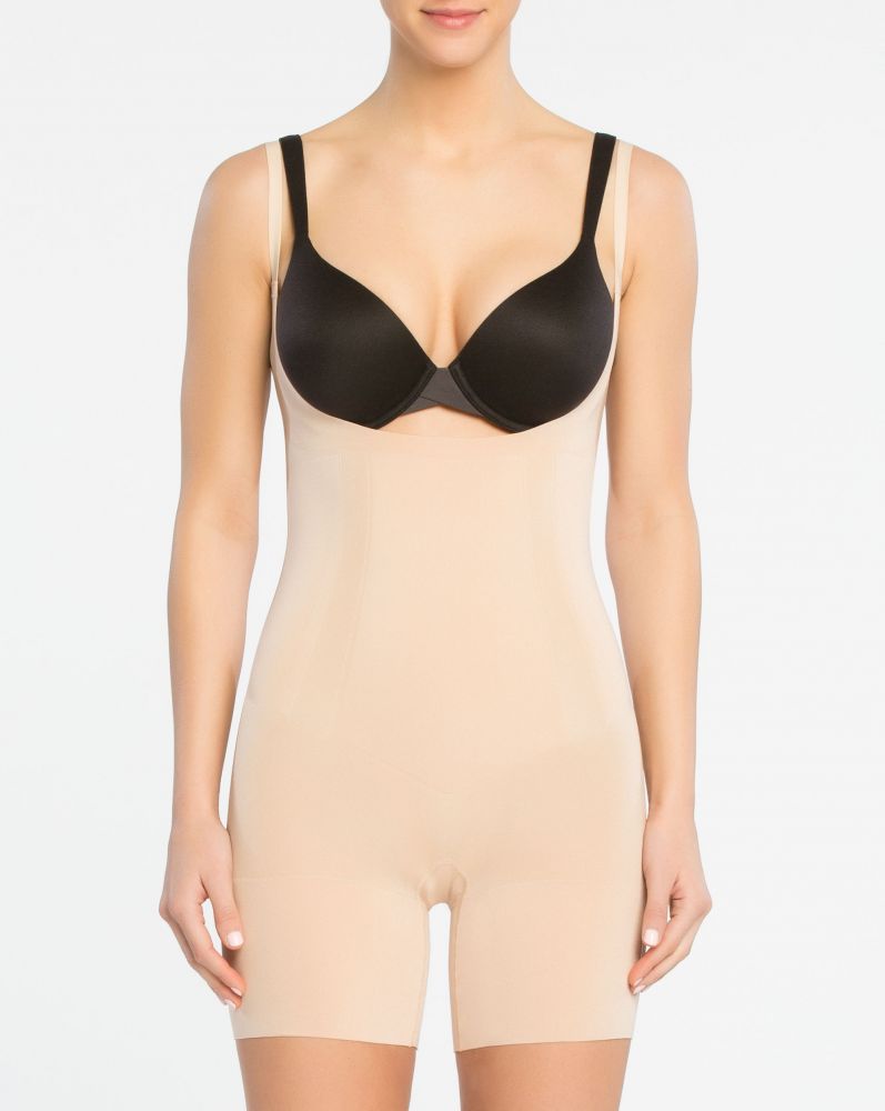 Invisible Shaping Open-Bust Mid-Thigh Bodysuit – Spanx