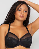 No-Show Lace Unlined Underwire Bra - Black Hue – Curvy Couture