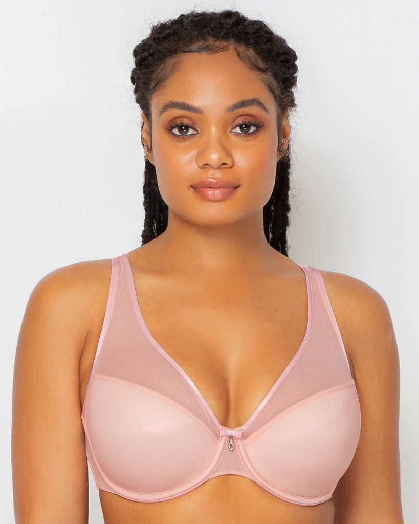 Sheer Mesh Full Coverage Unlined Underwire Bra - Bark – Curvy Couture