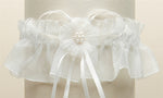 ORGANZA BRIDAL GARTER WITH BABY PEARL CLUSTER-IVORY 819G-I-I