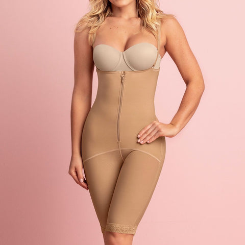 BT 018674  KNEE LENGTH BODY SHAPER WITH FIRM COMPRESSION ZIP FRONT - Bra Tenders NYC