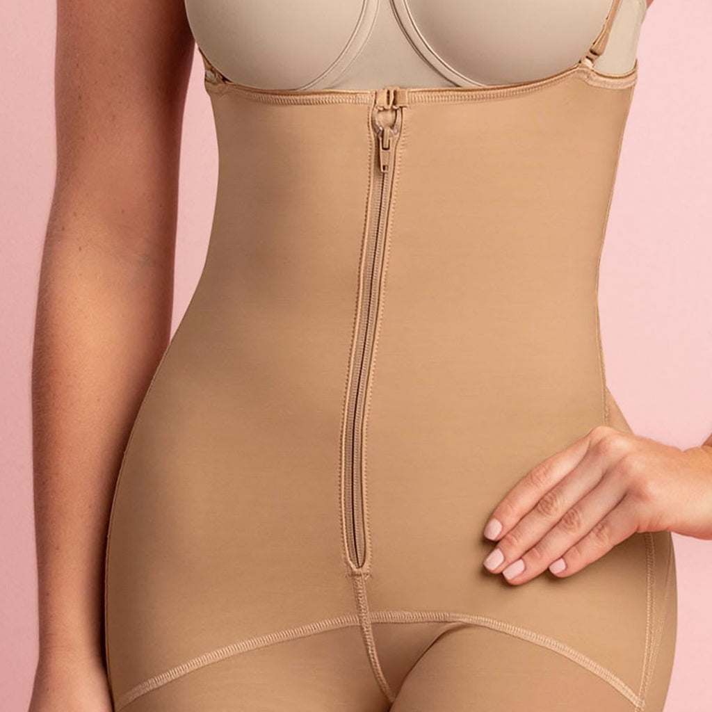 Delie 09084 Medium compression body garment seamless, below the knee with  suspenders and braless. - Belleza Femenina - BF Shapewear