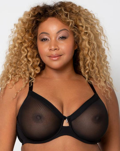 CURVY COUTURE 1311 SHEER MESH FULL COVERAGE UNLINED UNDERWIRE BRA