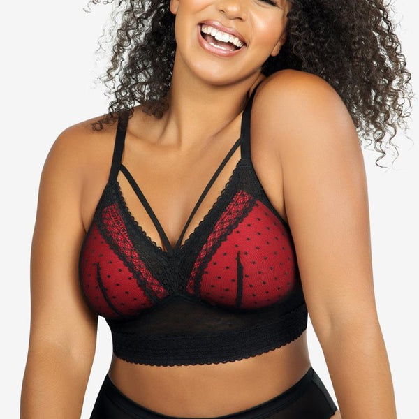Parfait Adriana Wire-free Full Bust Lace Bralette - Racing Red - Curvy